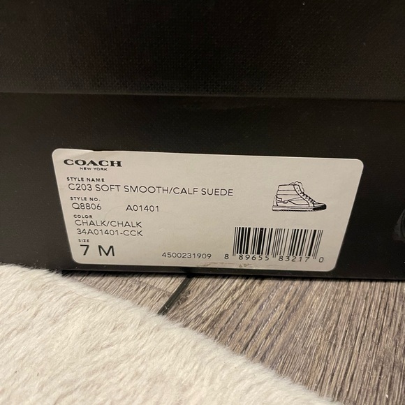 Coach soft smooth calf suede fur high top pointy toe sneakers size 7 - Picture 4 of 4
